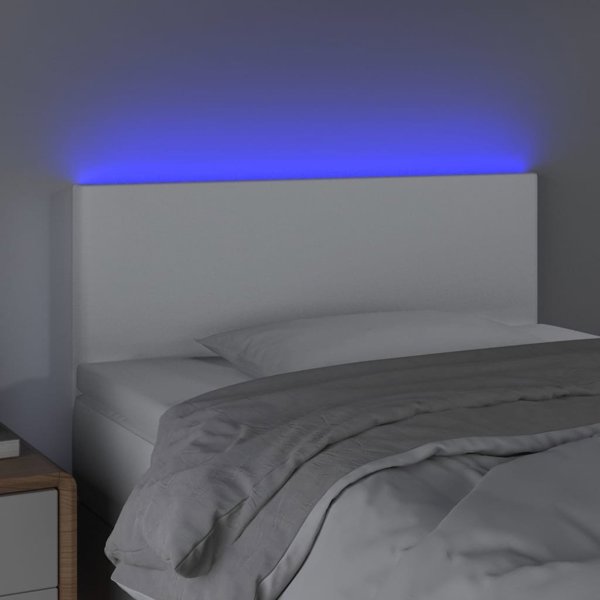 vidaXL Κεφαλάρι κρεβατιού με LED, λευκό, 100x5x78/88 cm, συνθετικό δέρμα