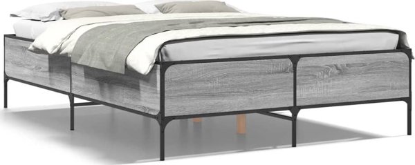 vidaXL Σκελετός κρεβατιού, γκρί δρυς sonoma, 150x200 εκ, υλικό ξυλοπαρόμοιο