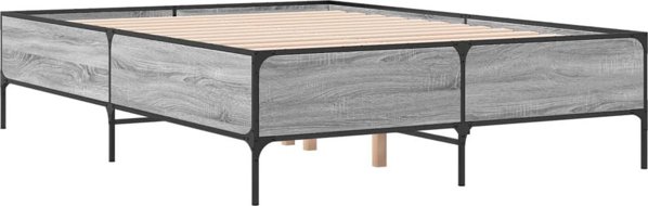 vidaXL Σκελετός κρεβατιού, γκρί δρυς sonoma, 150x200 εκ, υλικό ξυλοπαρόμοιο