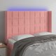 vidaXL Zaglowek do lozka z LED rozowy 147x16x118/128 cm aksamit