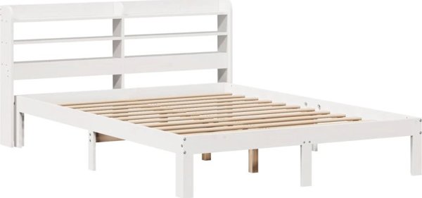 vidaXL Λευκό Πλαίσιο Κρεβατιού με Κεφαλάρι 150x200 cm Μασίφ Ξύλο Πεύκου