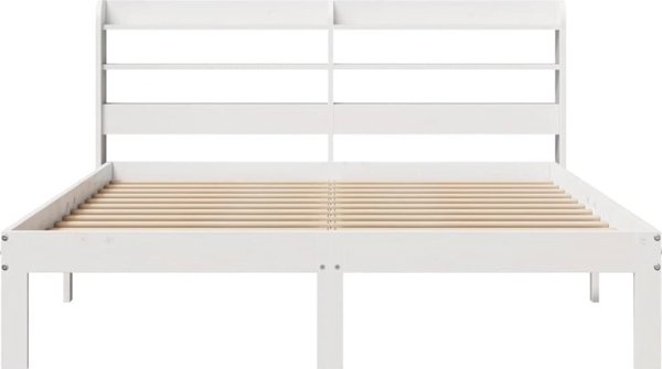 vidaXL Λευκό Πλαίσιο Κρεβατιού με Κεφαλάρι 150x200 cm Μασίφ Ξύλο Πεύκου