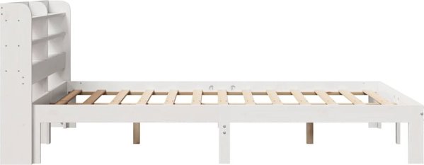 vidaXL Λευκό Πλαίσιο Κρεβατιού με Κεφαλάρι 150x200 cm Μασίφ Ξύλο Πεύκου