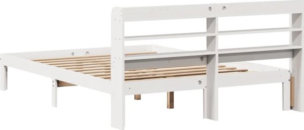 vidaXL Λευκό Πλαίσιο Κρεβατιού με Κεφαλάρι 150x200 cm Μασίφ Ξύλο Πεύκου