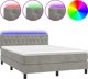 vidaXL Λουτζκο κοντινεντάλ με στρώμα και LED, γκρι, 140x200cm, βελούδο