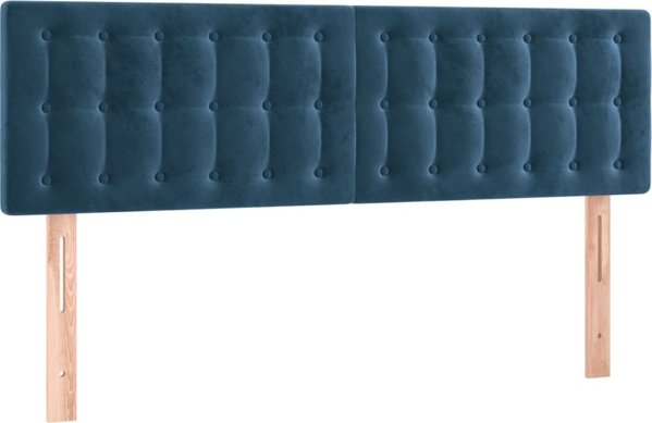 vidaXL Zaglowek do lozka z LED, ciemnoniebieski, 144x5x78/88 cm, aksamit
