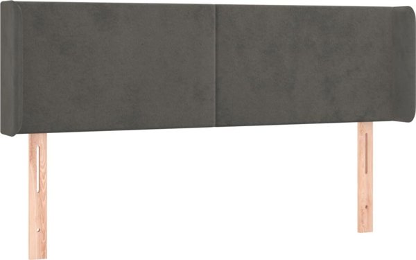 vidaXL Κεφαλάρι κρεβατιού με LED σκούρο γκρι 147x16x78/88 cm βελούδο
