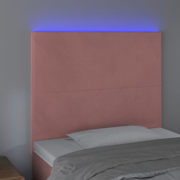 vidaXL Zagloek sto krevati me LED, roz, 100x5x118/128 cm, aksamit