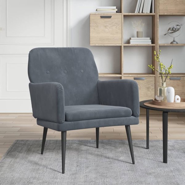 vidaXL vidaXL Fotel, ciemnoszary, 62x79x79 cm, obity aksamitem