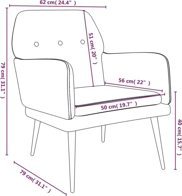 vidaXL vidaXL Fotel, ciemnoszary, 62x79x79 cm, obity aksamitem