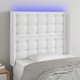 vidaXL Zaglowek do lozka z LED, bialy, 103x16x118/128 cm, sztuczna skora