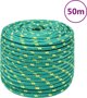 vidaXL Linka zeglarska, prasino, 14 mm, 50 m, polipropylen