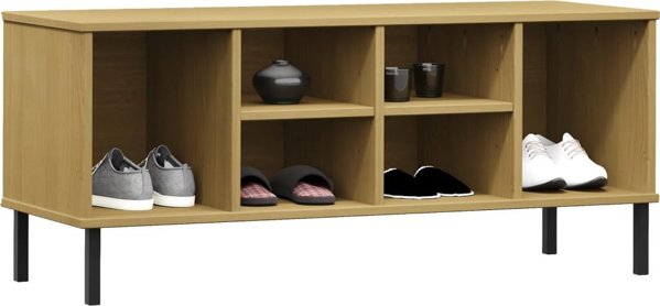 vidaXL Szafka na buty OSLO, metalowe nozki, brazowa, 106x35x45 cm