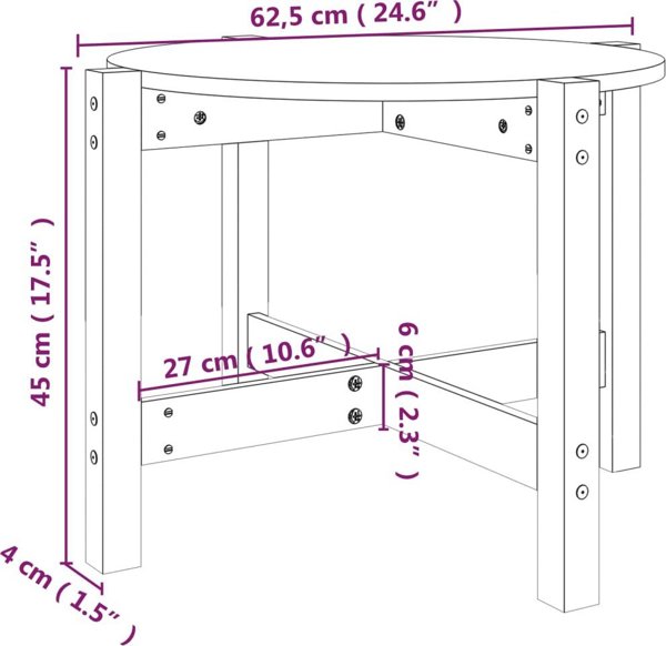 vidaXL vidaXL Stolik kawowy, czarny,  62,5x45 cm, lite drewno sosnowe