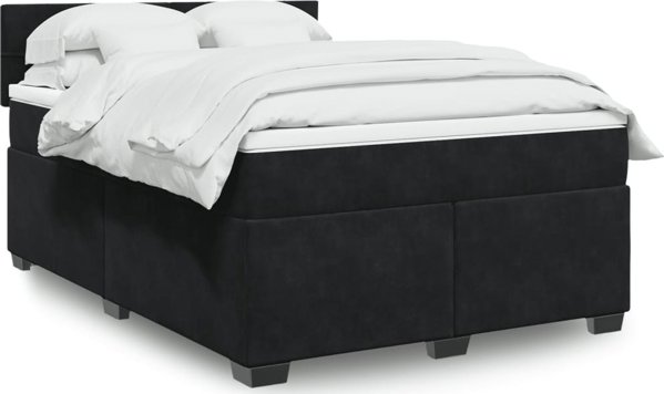 vidaXL Κρεβάτι continental με στρώμα, μαύρο, 140x200 εκ., βελούδο