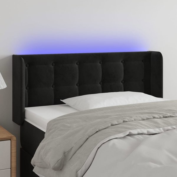 vidaXL Zaglowek do lozka z LED, czarny, 93x16x78/88 cm, aksamit