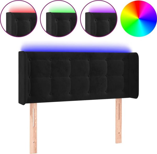 vidaXL Zaglowek do lozka z LED, czarny, 93x16x78/88 cm, aksamit