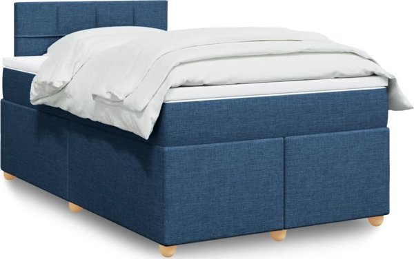 vidaXL Κοντινένταλ Κρεβάτι με Στρώμα Μπλε 120x190 εκ. με Υφασμάτινη Επένδυση