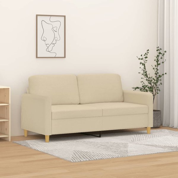 vidaXL 2-θέσιος καναπές, κρεμ, ύφασμα, 140 cm