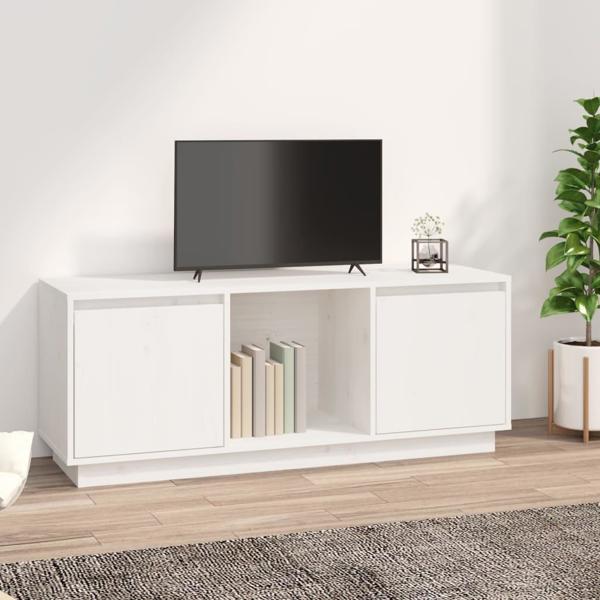 vidaXL Szafka pod TV, biala, 110,5x35x44 cm, lite drewno sosnowe
