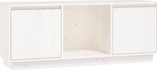 vidaXL Szafka pod TV, biala, 110,5x35x44 cm, lite drewno sosnowe