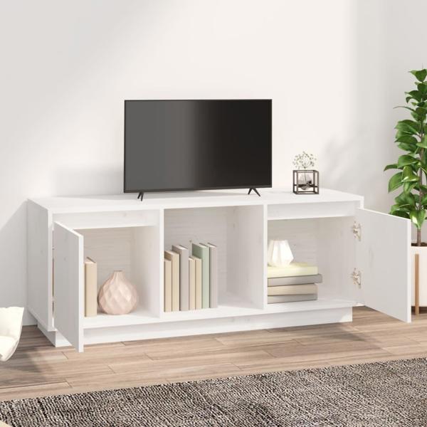 vidaXL Szafka pod TV, biala, 110,5x35x44 cm, lite drewno sosnowe