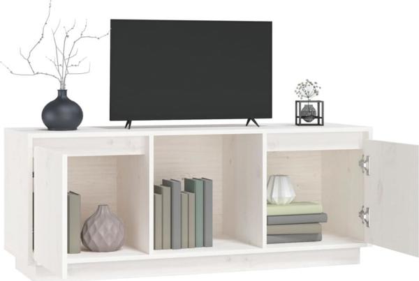 vidaXL Szafka pod TV, biala, 110,5x35x44 cm, lite drewno sosnowe