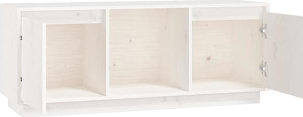 vidaXL Szafka pod TV, biala, 110,5x35x44 cm, lite drewno sosnowe