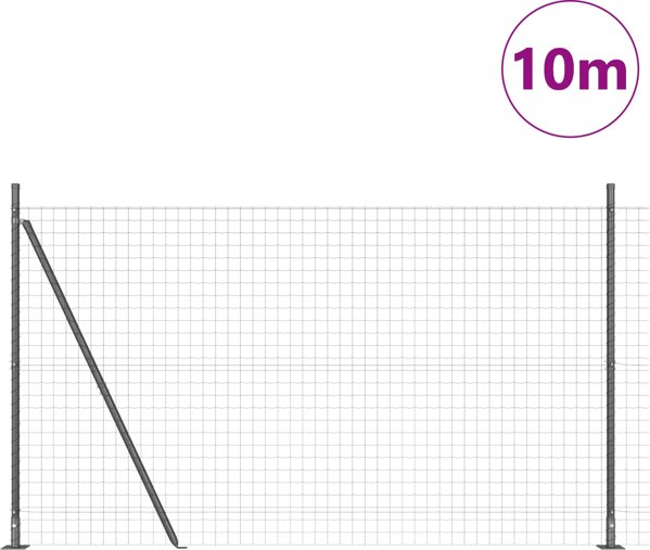vidaXL Φράχτης Euro 1.4x10 m από Γαλβανισμένο Χάλυβα με 7 Κολώνες και Φλάντζα
