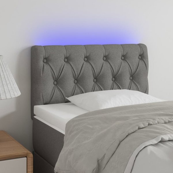 vidaXL Επικεφαλάρι κρεβατιού με LED, Ανοιχτό γκρι, 80x7x78/88 cm, Υφασμα