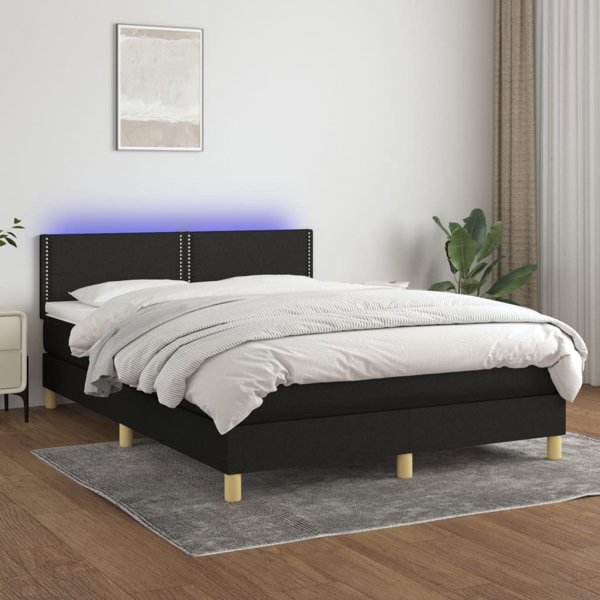 vidaXL Κρεβάτι κοντινεντάλ με στρώμα, μαύρο, 140x200 cm, ύφασμα