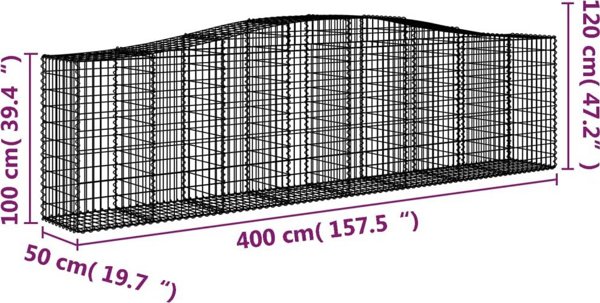 vidaXL Kosze gabionowe, 10 τεμ, 400x50x100/120 εκ, γαλβανισμένο σίδερο