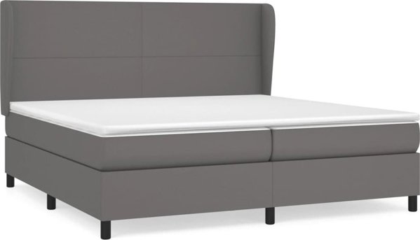 vidaXL Κρεβάτι Continental με στρώμα, γκρι, δερματίνη 200x200 εκ.