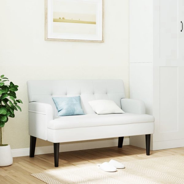 vidaXL Πάγκος με πλάτη, λευκός, 112x65,5x75 εκ., συνθετικό δέρμα