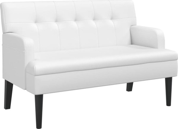 vidaXL Πάγκος με πλάτη, λευκός, 112x65,5x75 εκ., συνθετικό δέρμα