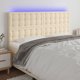 Κεφαλάρι κρεβατιού με LED, κρεμ, 180x5x118/128 εκ., ύφασμα