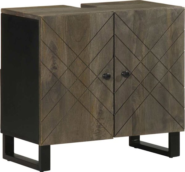vidaXL ντουλάπι νιπτήρα μαύρο 62x33x58 εκ. μασίφ ξύλο μάνγκο
