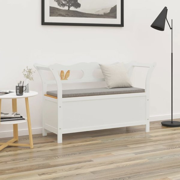 vidaXL παγκάκι, λευκό, 107x45x75,5 εκ., μασίφ ξύλο έλατου