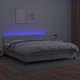 vidaXL Λουζκο kontynentalne με στρώμα και LED, λευκή δερματίνη, 200x200 εκ.