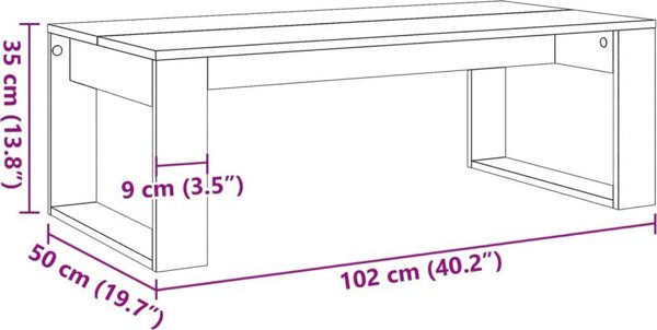 vidaXL Τραπέζι σαλονιού, artisan δρυς, 102x50x35 εκ.