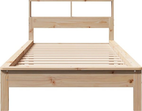 vidaXL Κρεβάτι με ράφι, χωρίς στρώμα, 90x190 εκ, φυσικό πεύκο