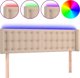 vidaXL Zaglowek do lozka z LED, cappuccino, 147x16x78/88 cm, ekoskora