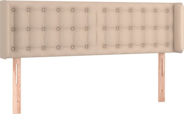 vidaXL Zaglowek do lozka z LED, cappuccino, 147x16x78/88 cm, ekoskora