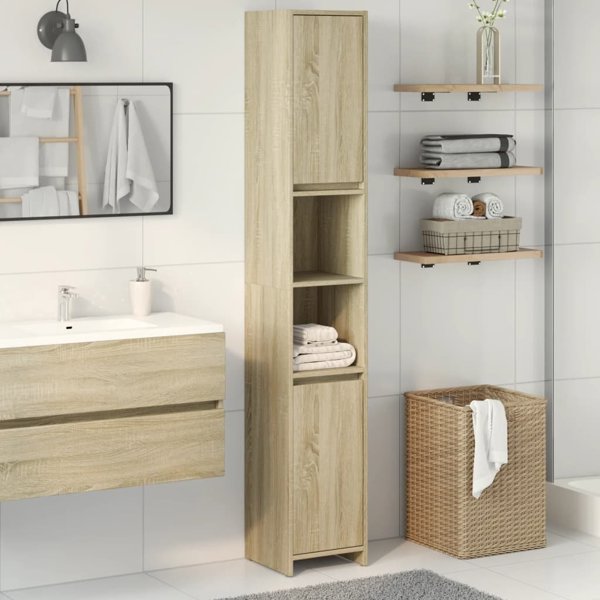 vidaXL Ntoulapi mpaniou drou sonoma 30x30x183,5 cm apo moriosanida