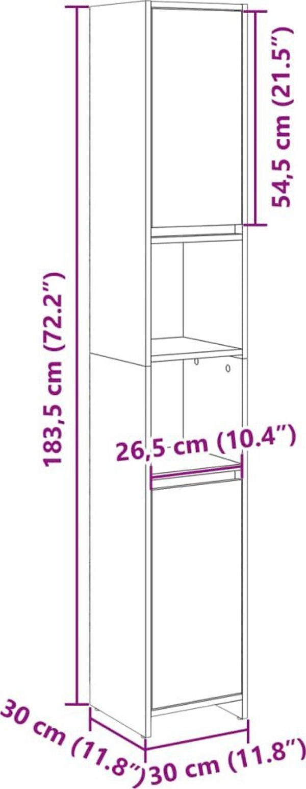 vidaXL Ntoulapi mpaniou drou sonoma 30x30x183,5 cm apo moriosanida