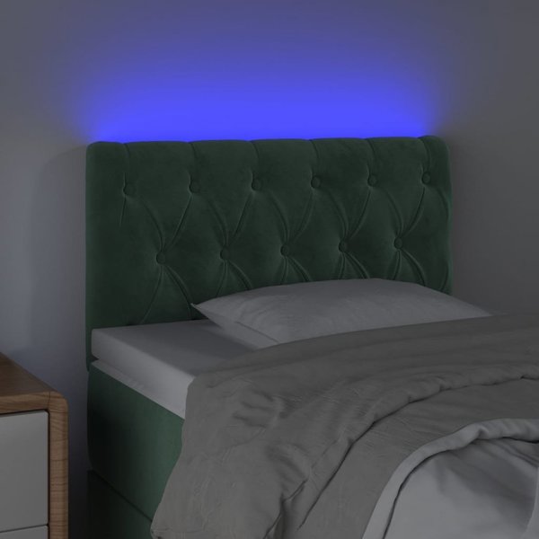 vidaXL Κεφαλάρι κρεβατιού με LED, σκούρο πράσινο, 80x7x78/88 εκ., βελούδο