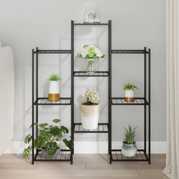 vidaXL Μαύρος σταντ για λουλούδια, 83x25x100 cm, σιδερένιος