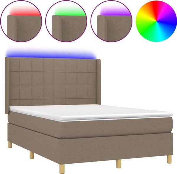vidaXL Κρεβάτι Συνεχόμενο με Στρώμα, Taupe, 140x200 cm, Ύφασμα