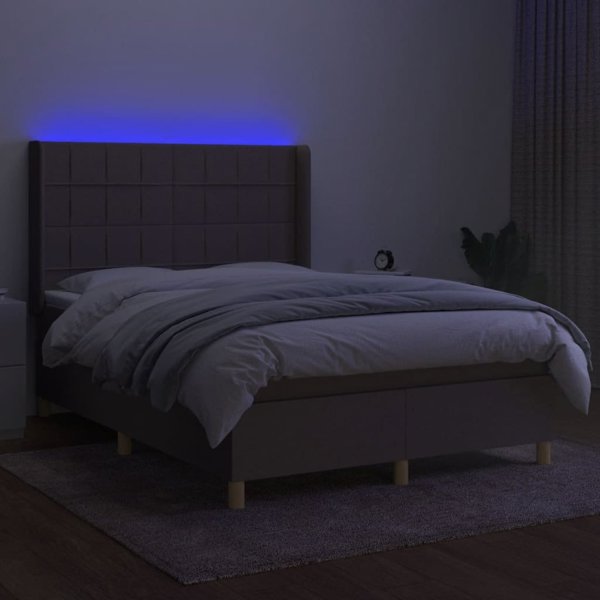 vidaXL Κρεβάτι Συνεχόμενο με Στρώμα, Taupe, 140x200 cm, Ύφασμα