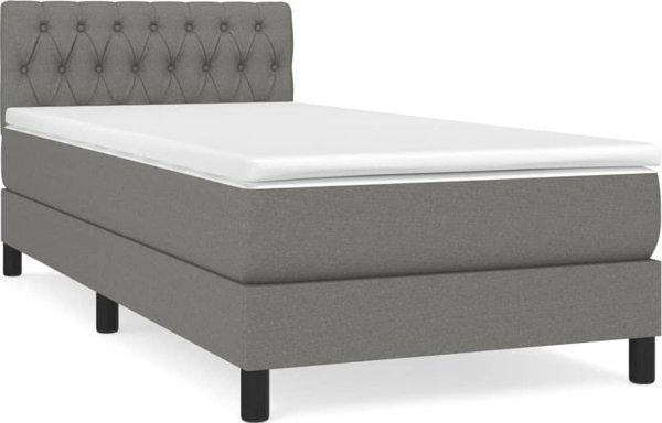 vidaXL Λοιζκο kontynentalne z materacem ciemnoszara tkanina 90x200 cm